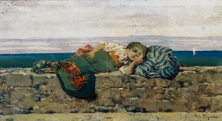 Bauer auf dem Geländer